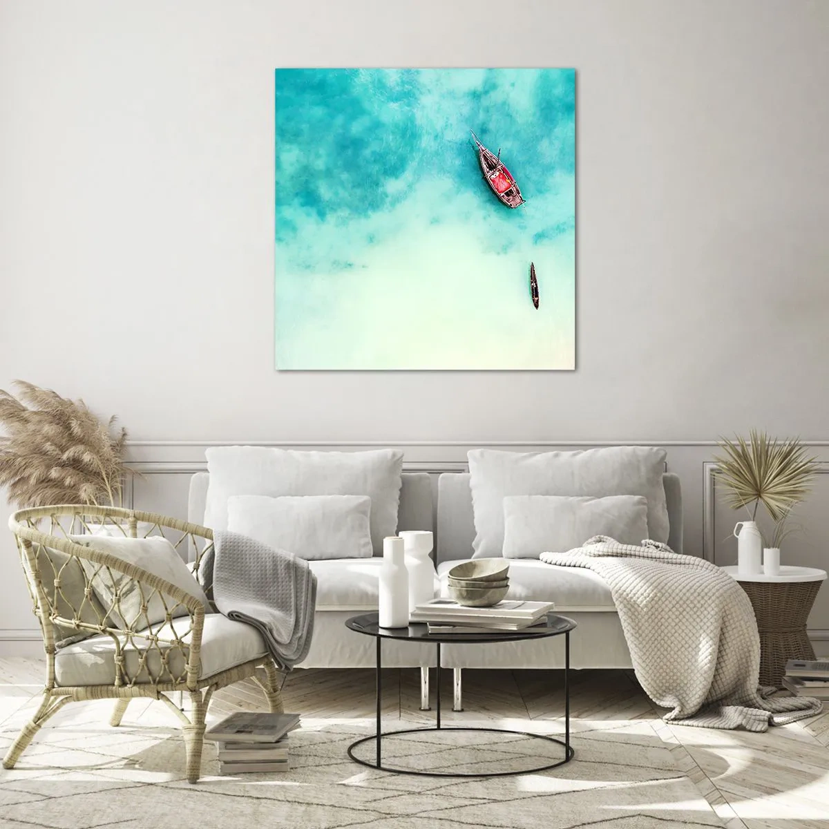 Schilderen op glas - Want op de stranden van Zanzibar, wanneer het teveel aan water ... - 30x30 cm