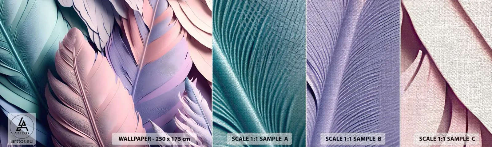 Fotobehang Monster Premium Canvas - Vogel chique - Pastel, Veren, Lichtheid - 100x30 cm