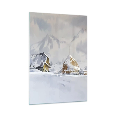Schilderen op glas - In een besneeuwde vallei - 50x70 cm