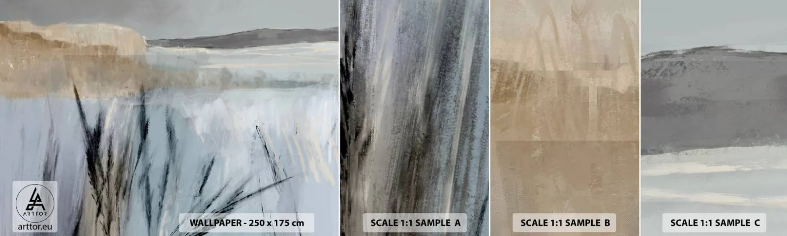 Fotobehang Monster Zelfklevend Deluxe Sticker - Wintervelden - Helder, Minimalisme, Deel - 100x30 cm