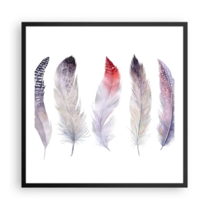 Poster in een zwarte lijst - Delicaat als veelkleurige mist - 60x60 cm