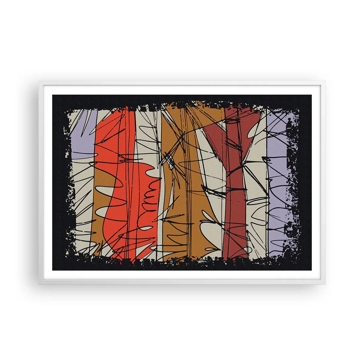 Poster in een witte lijst - Spontane compositie - 100x70 cm