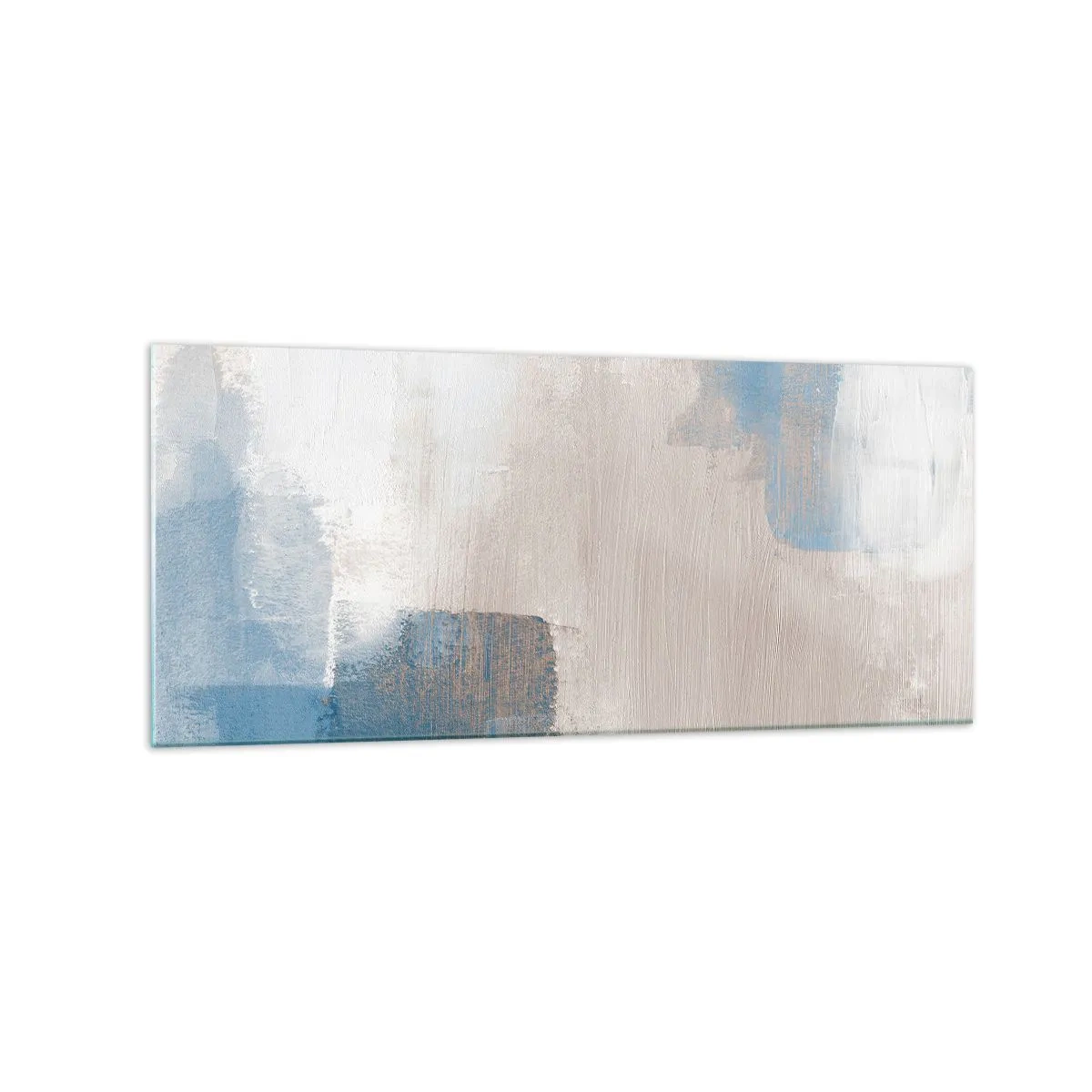 Schilderen op glas - Roze abstractie achter een blauw gordijn - 120x50 cm