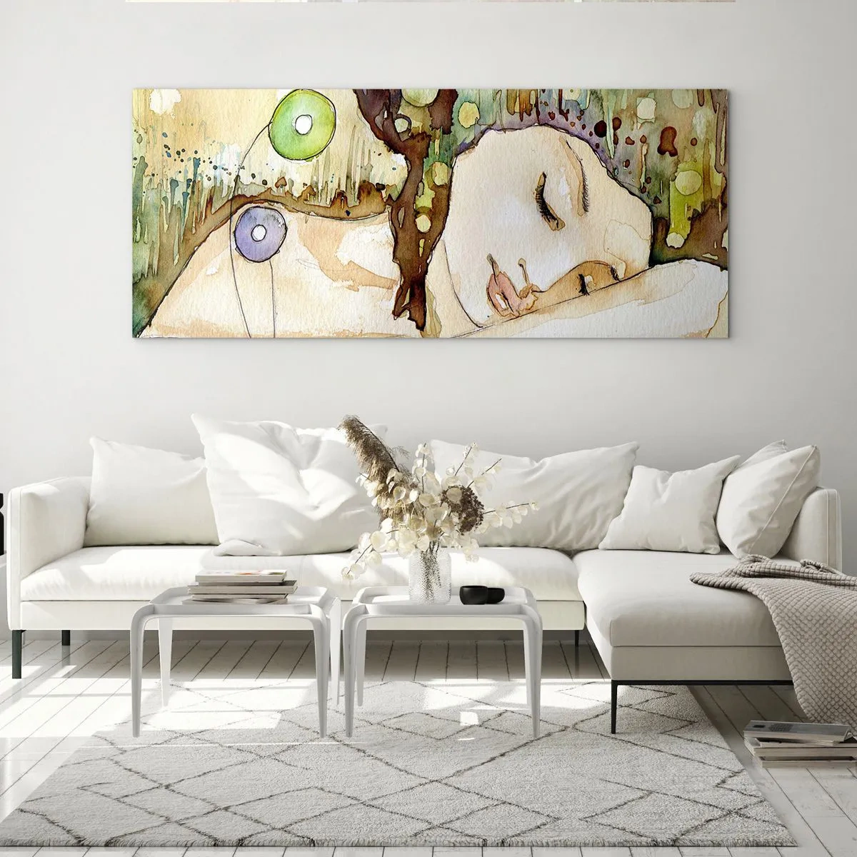 Schilderen op glas - Een smaragd-violette droom - 100x40 cm