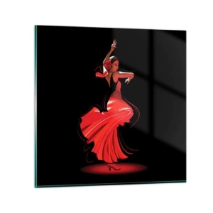 Schilderen op glas - De vurige geest van flamenco - 30x30 cm