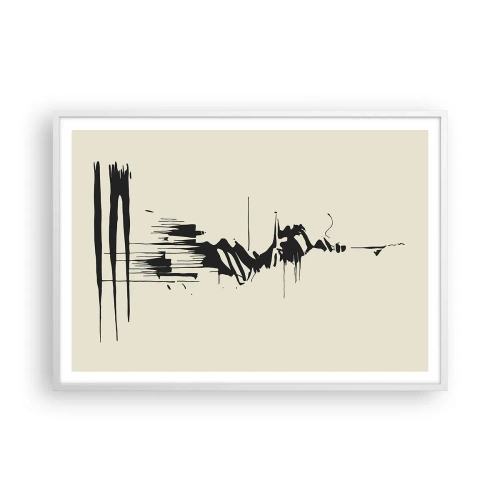 Poster in een witte lijst - Overhaaste abstractie - 100x70 cm