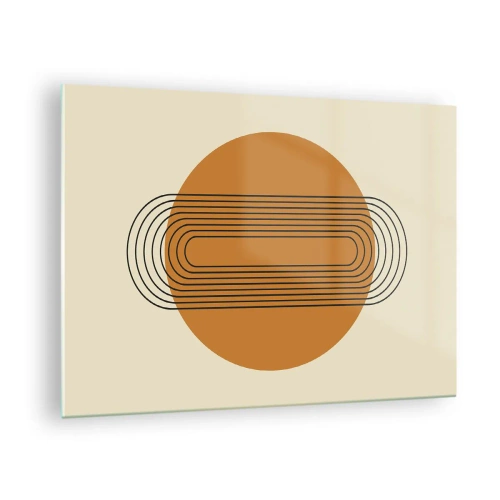 Schilderen op glas - Geometrische abstractie met cirkels en lijnen - 70x50cm - Perfect plan - Moderne wanddecoratie voor woonkamer en slaapkamer ARTTOR