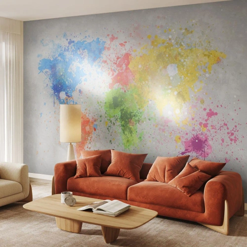 Fotobehang Premium Sand - Alle kleuren van de wereld - Wereldkaart, Continenten, Reizen - 350x256 cm