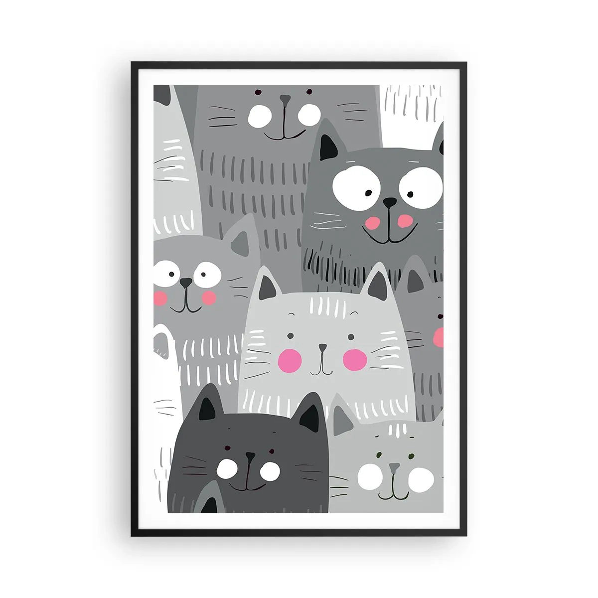 Poster in een zwarte lijst - De wereld van de kat - 70x100 cm