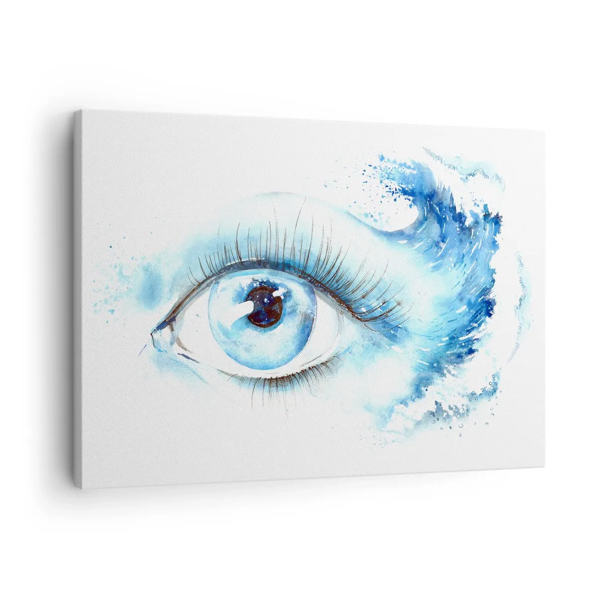 Schilderen op canvas - Artistieke aquarel van een oog met een dynamische golf - 70x50cm - Dompel jezelf onder in het blauw van de blik - Moderne wanddecoratie voor woonkamer en slaapkamer ARTTOR