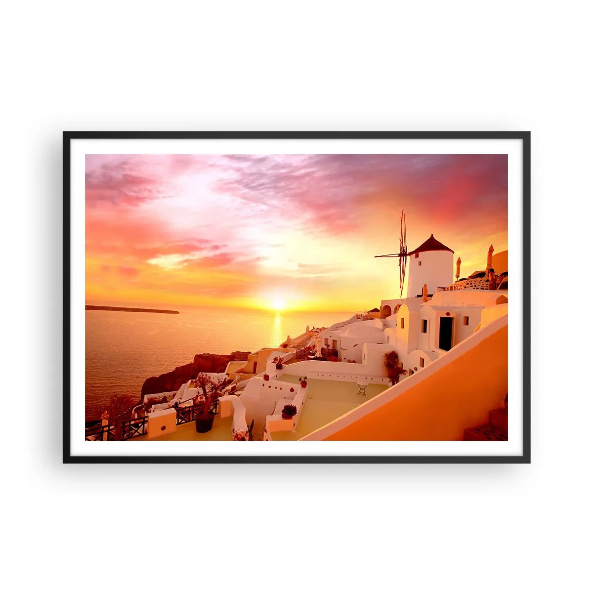 Poster in een zwarte lijst - Spreiden in wit en goud  - 100x70 cm