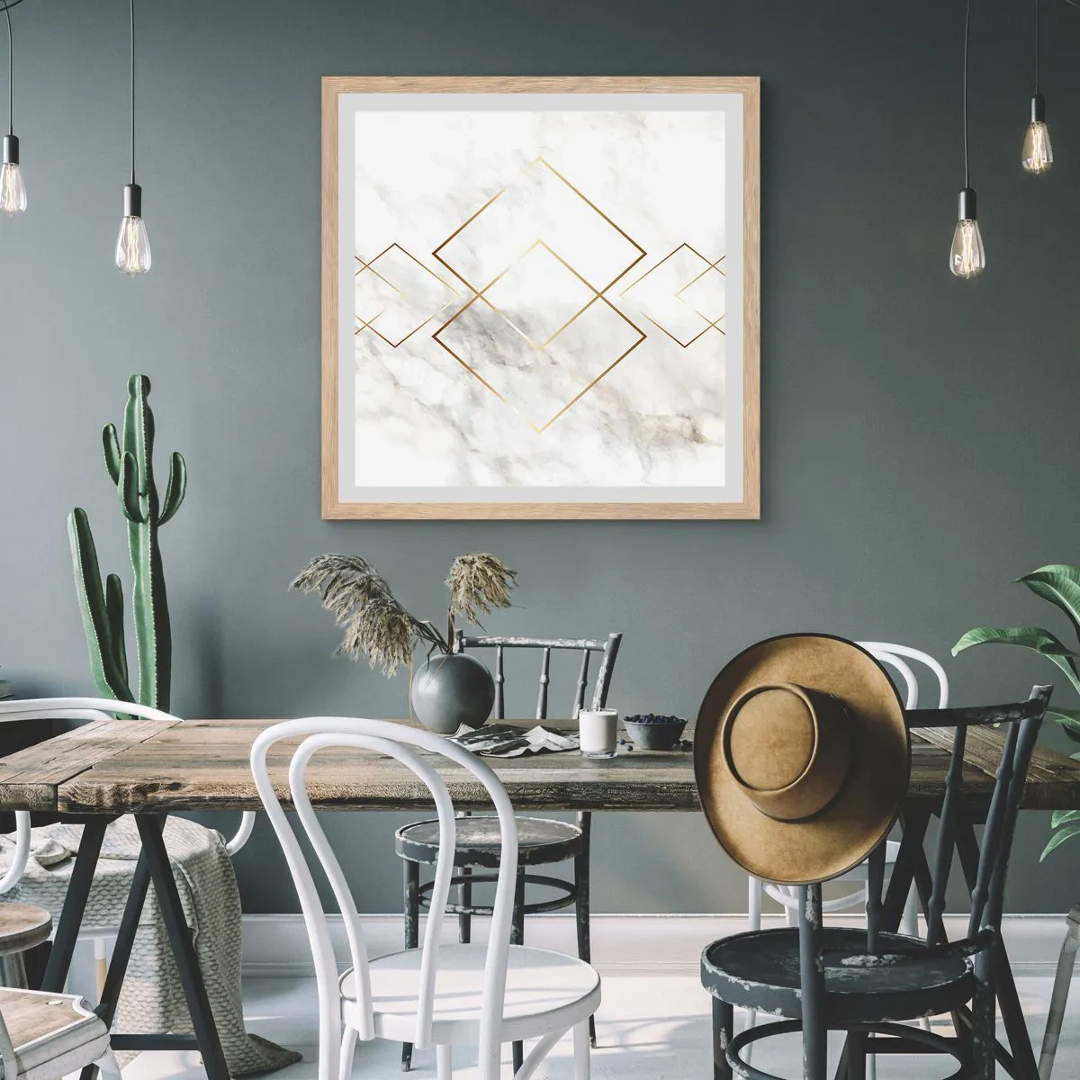 Een poster in een licht eiken lijst - Een uitzicht tot in het oneindige - 50x50 cm