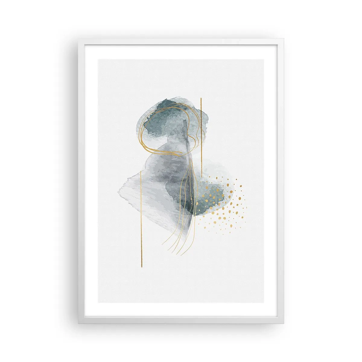 Poster in een witte lijst - Over de relatie tussen grijs en goud - 50x70 cm