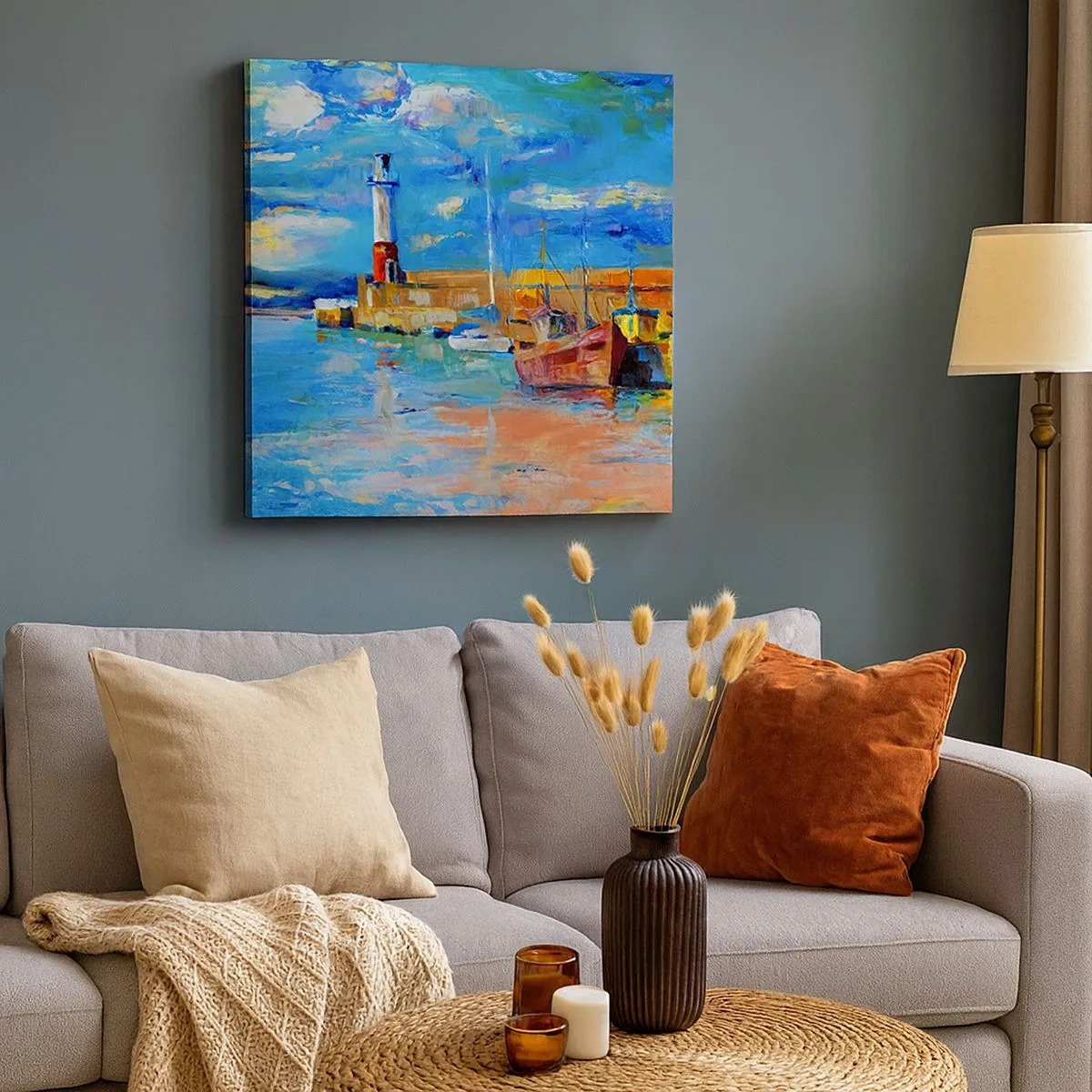 Schilderen op canvas - Een middag in de regenboogbaai - 30x30 cm