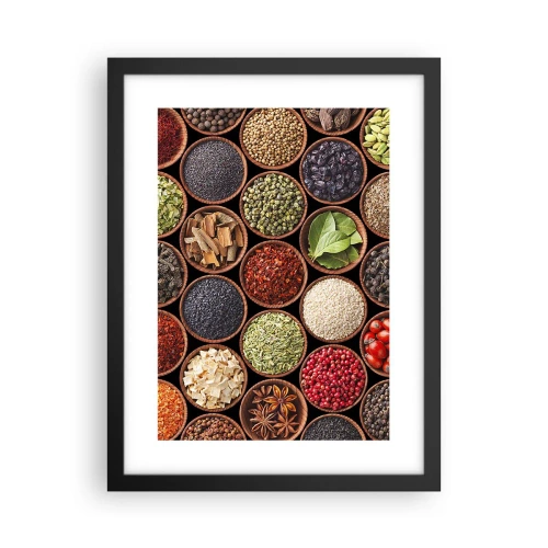 Poster in een zwarte lijst - Alle smaken van de wereld - 30x40 cm