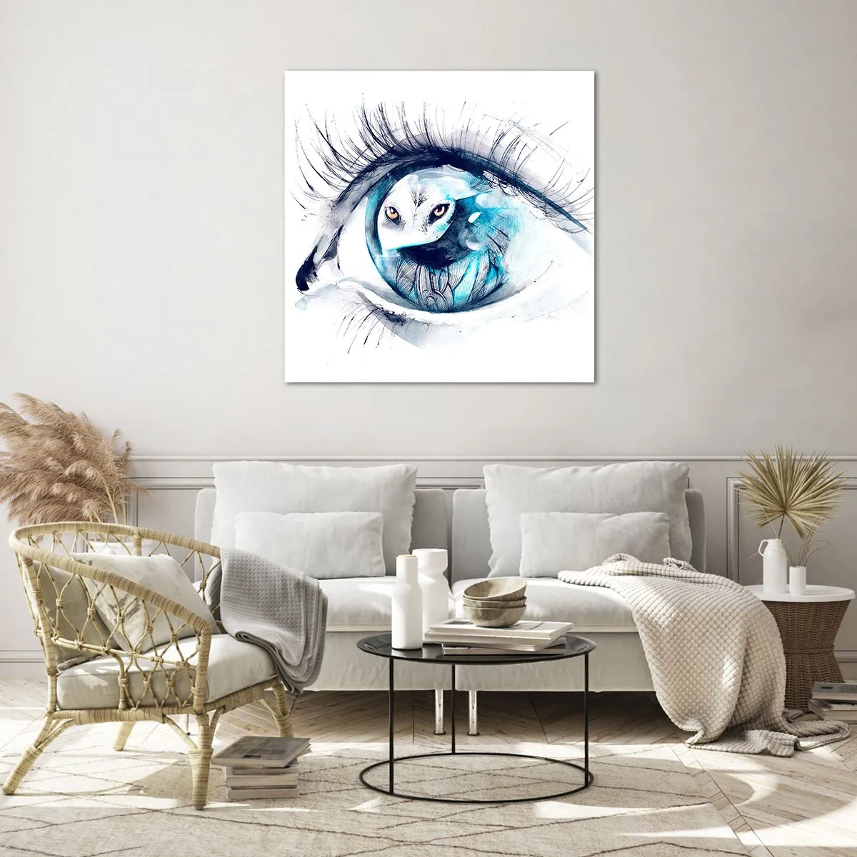 Schilderen op glas - Oog in oog met wildheid - 60x60 cm