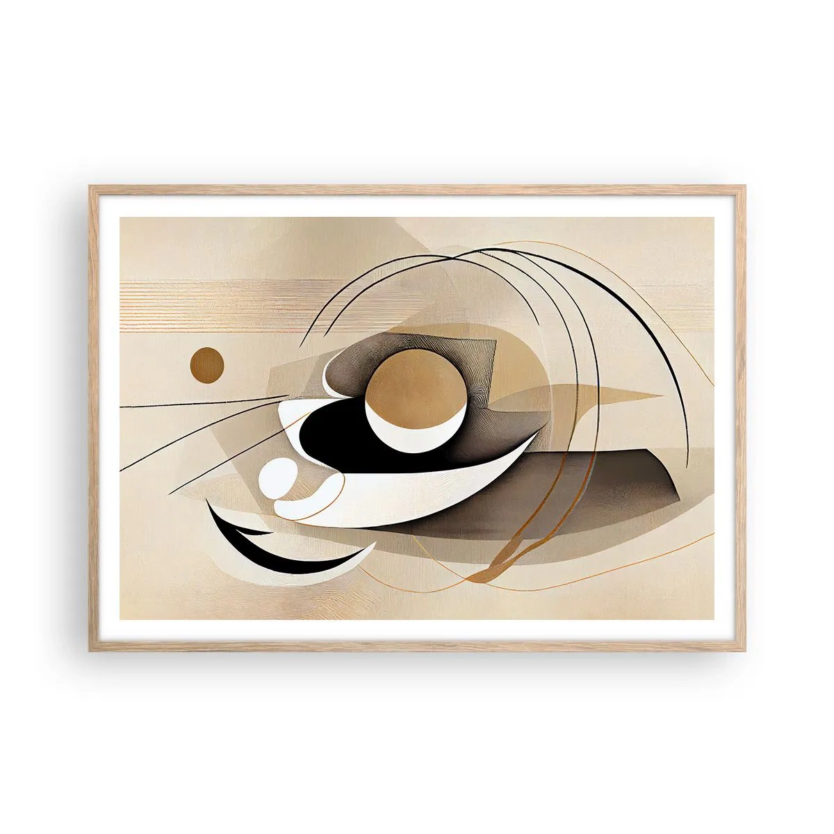 Een poster in een licht eiken lijst - Compositie: de essentie van de dingen - 100x70 cm