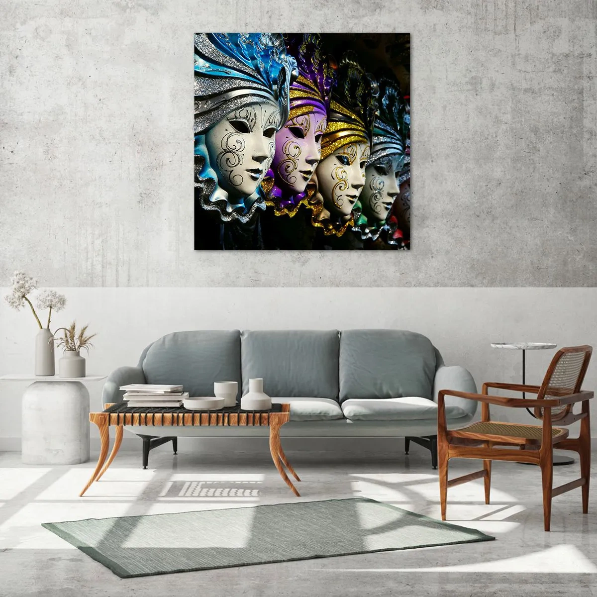 Schilderen op glas - Mysterie in goud en zilver - 70x70 cm