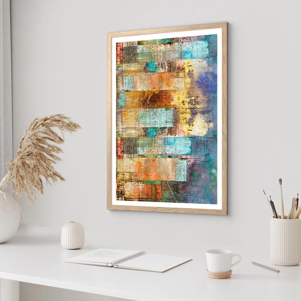 Een poster in een licht eiken lijst - Een zonnige metropool - 40x50 cm