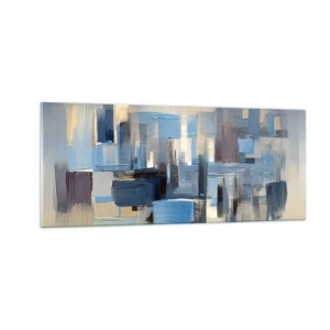 Schilderen op glas - Blauwe constructie - 100x40 cm