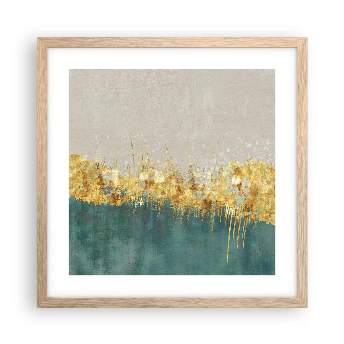 Een poster in een licht eiken lijst - De gouden rand - 40x40 cm