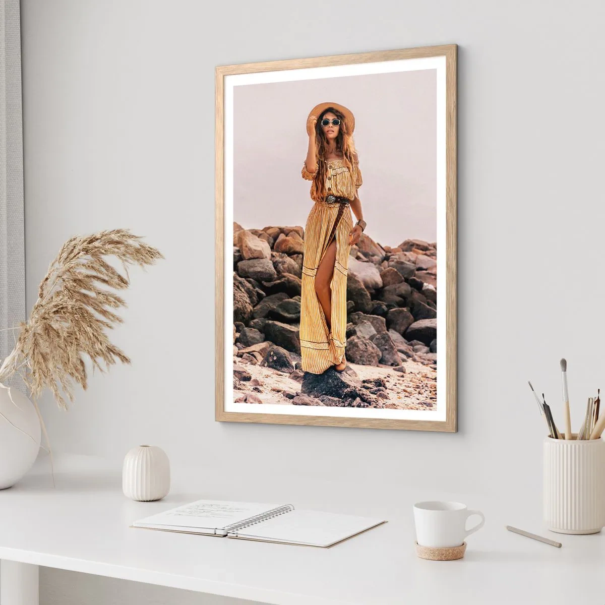 Een poster in een licht eiken lijst - De magie van stenen - 70x100 cm