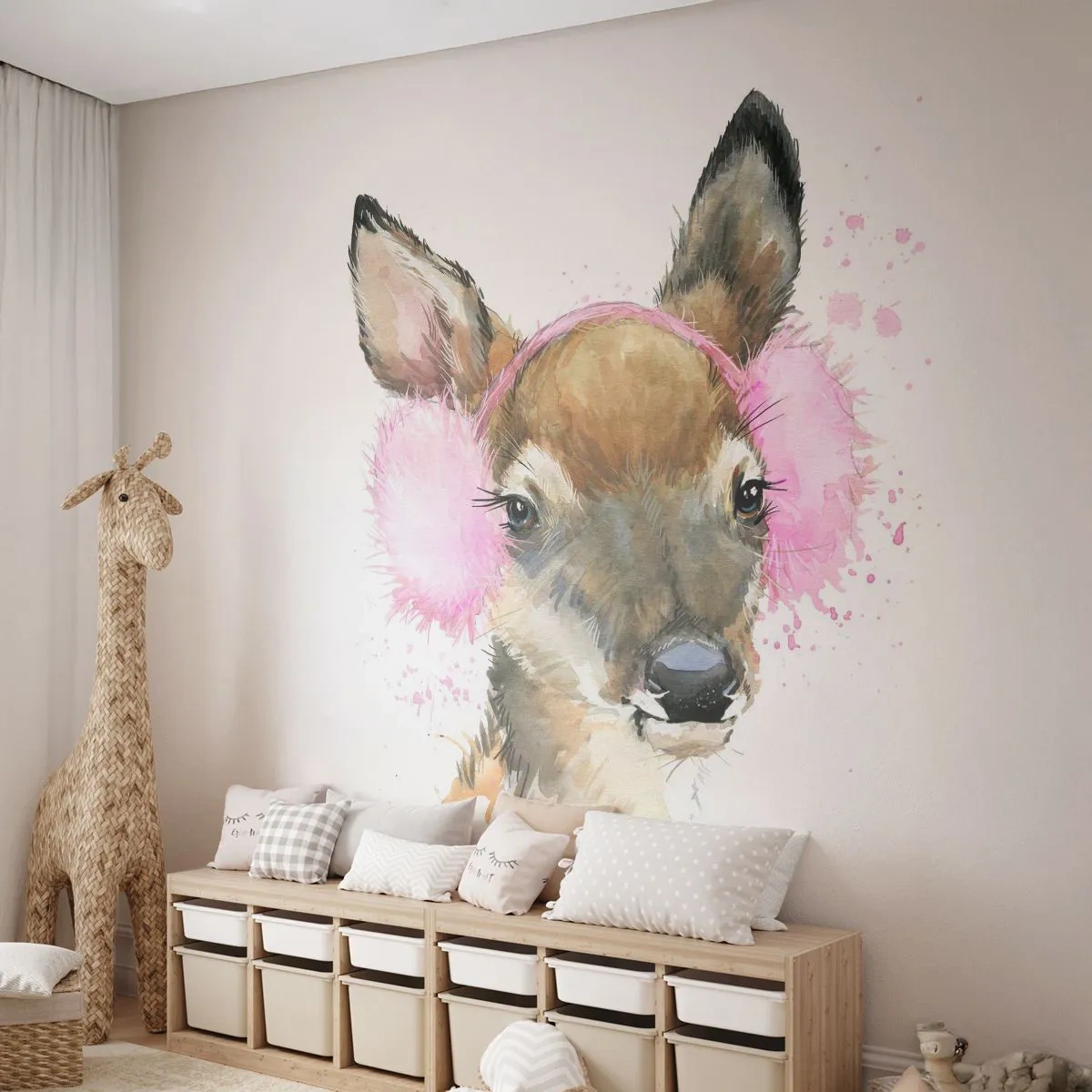Fotobehang Premium Canvas - En de vorst is niet langer verschrikkelijk - Voor kinderen, Roe, Grafisch - 250x175 cm