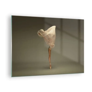 Schilderen op glas - Een danseres in een delicate pose met haar sluier omhoog - 70x50cm - Het zal snel omhoog vliegen - Moderne wanddecoratie voor woonkamer en slaapkamer ARTTOR