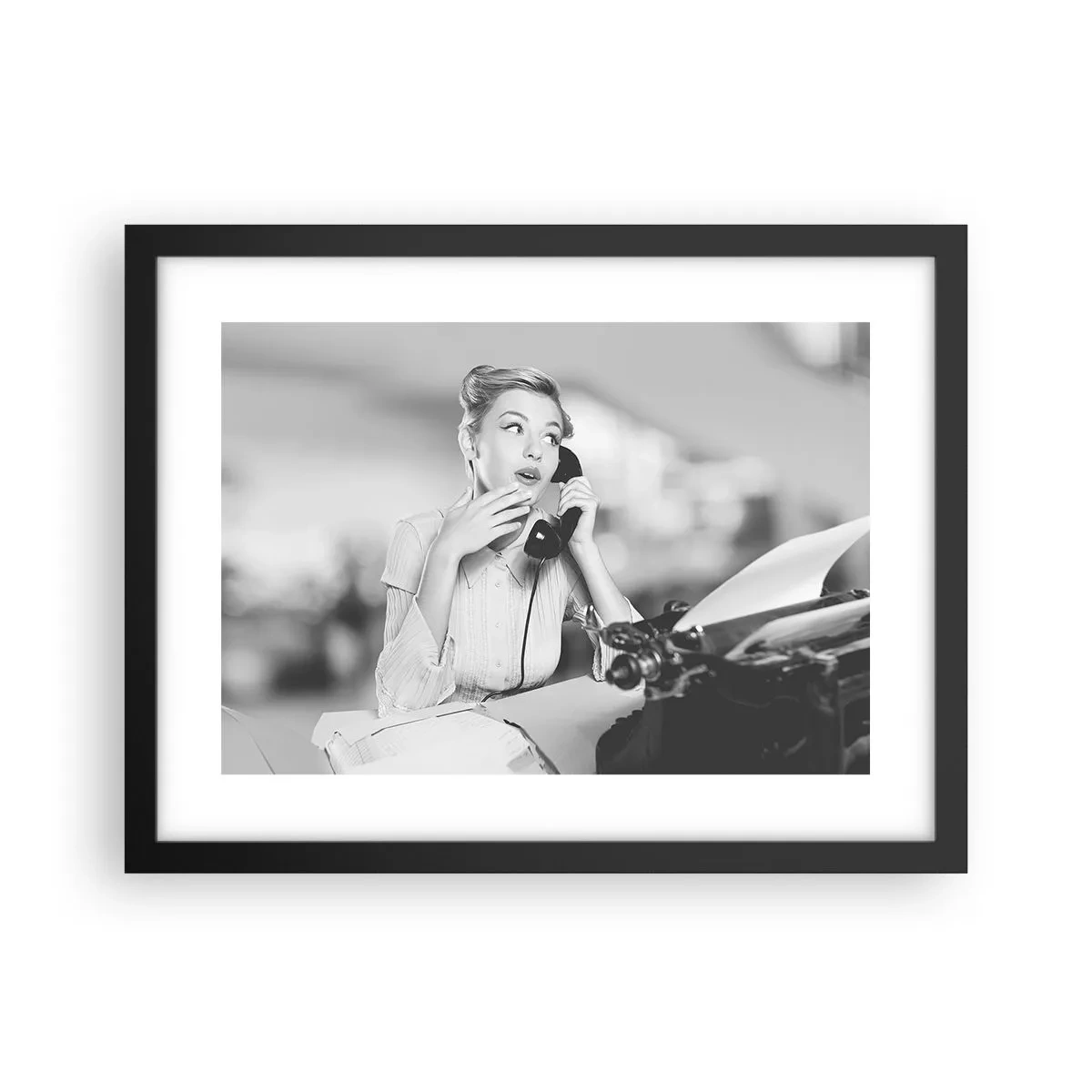 Poster in een zwarte lijst - Hallo, het zijn de jaren 50. - 40x30 cm