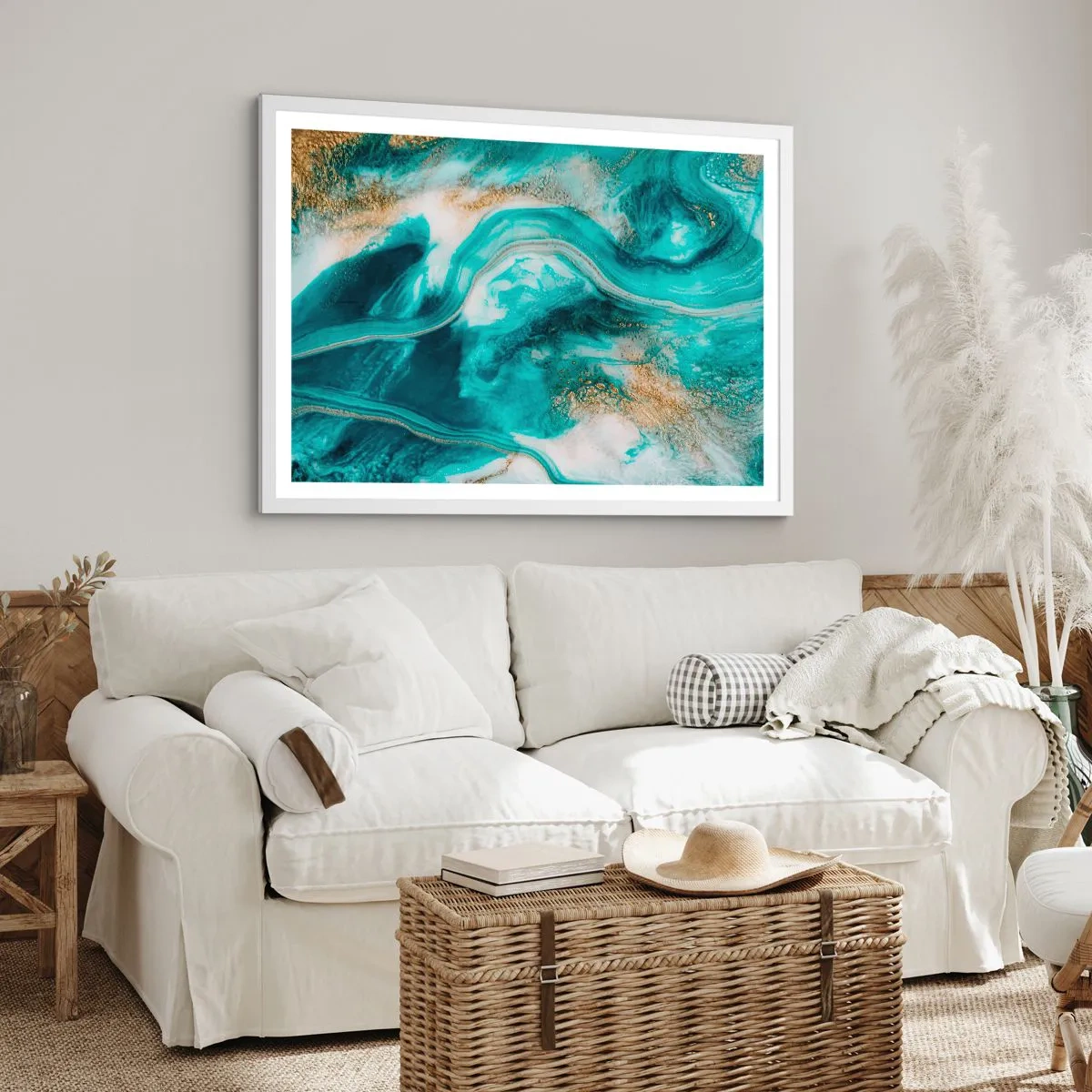 Poster in een witte lijst - De rivier van goud - 91x61 cm