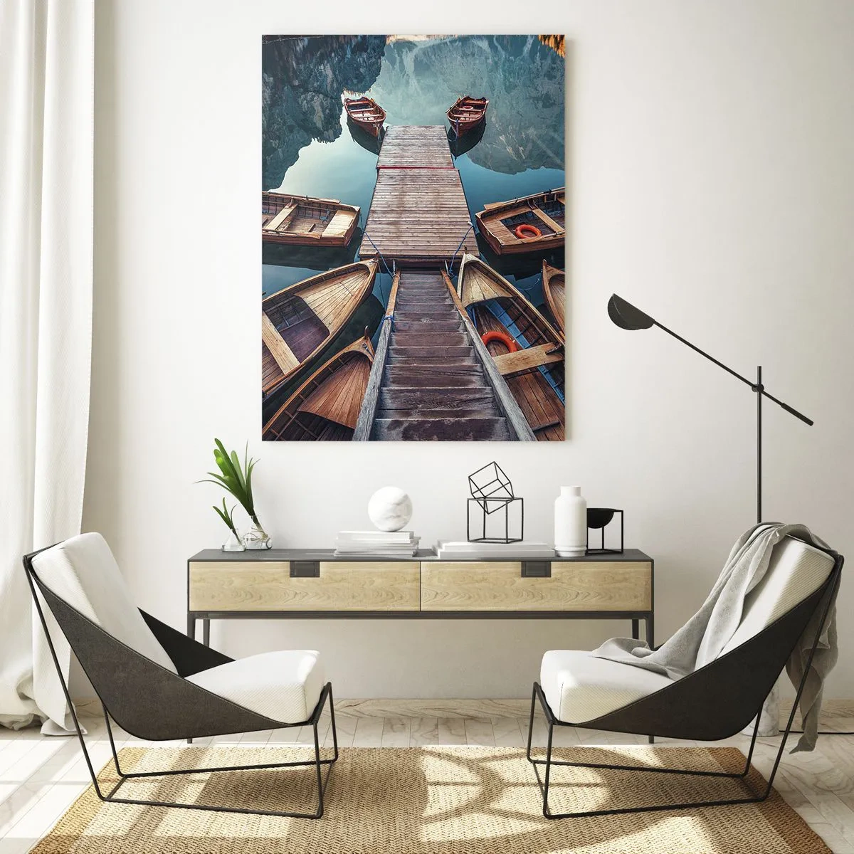 Schilderen op glas - Ik wacht bij de jachthaven - 80x120 cm