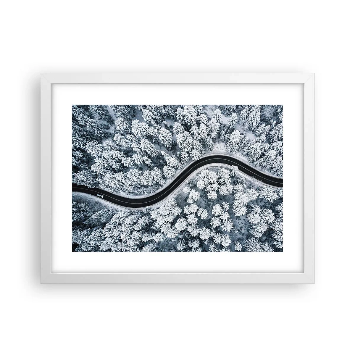 Poster in een witte lijst - Door het winterbos - 40x30 cm