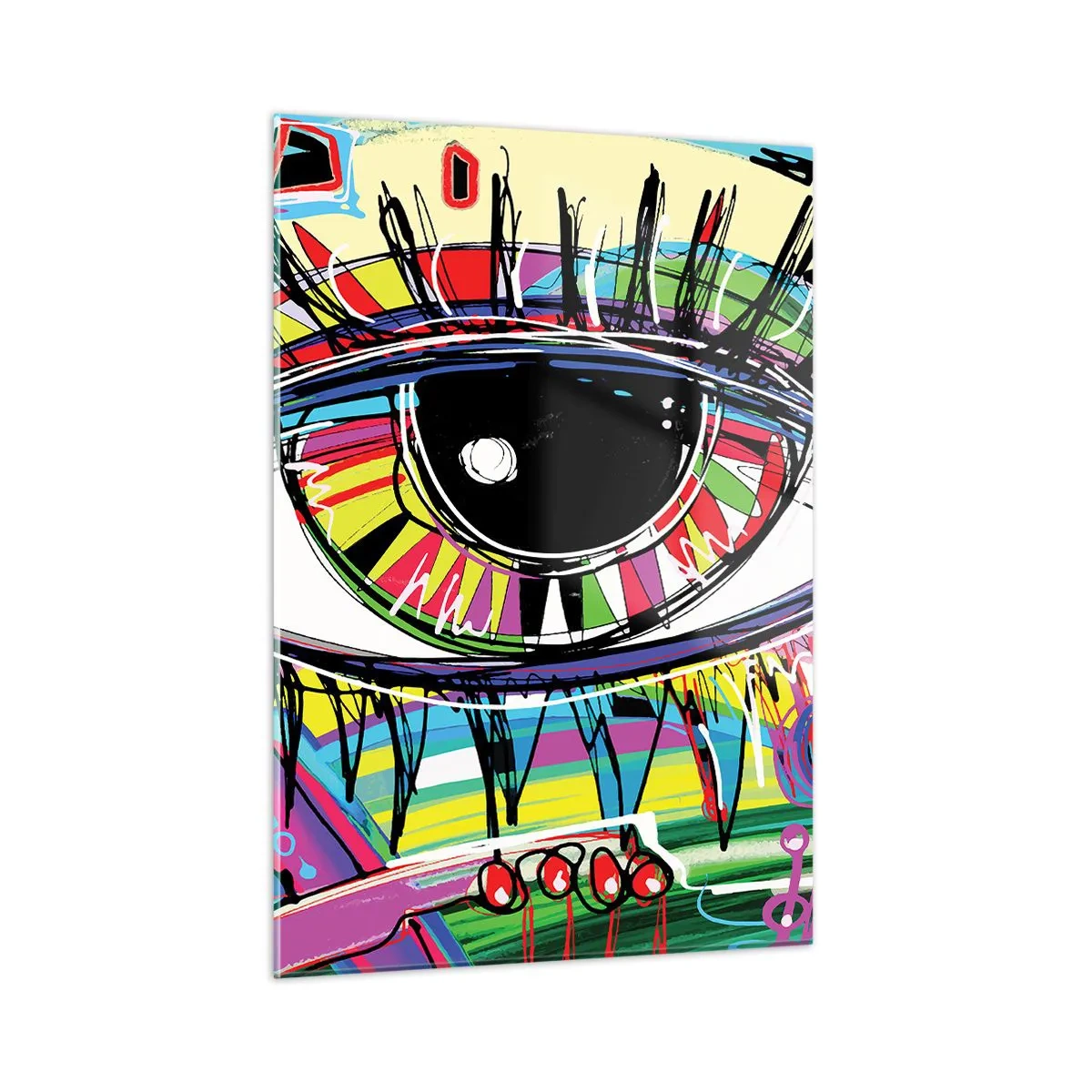Schilderen op glas - Kleurrijk oog - kleurrijke ziel - 50x70 cm