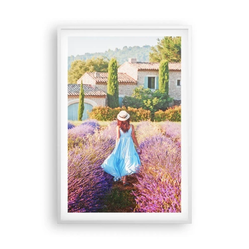 Poster in een witte lijst - Lavendel meisje - 61x91 cm