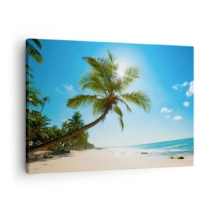 Schilderen op canvas - Een strand met palmbomen in een tropisch landschap - 70x50cm - Aan niemand laten zien - Moderne wanddecoratie voor woonkamer en slaapkamer ARTTOR