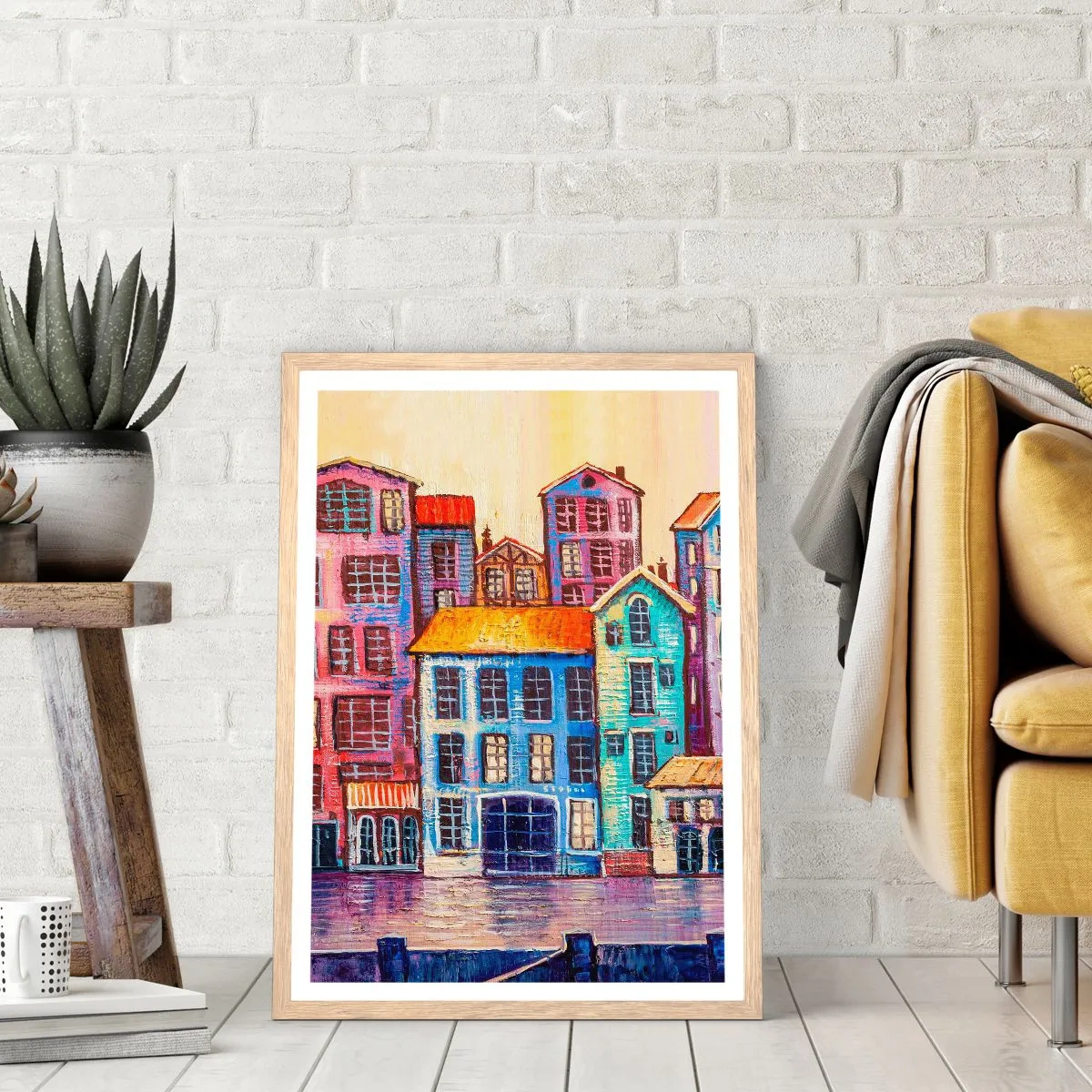Een poster in een licht eiken lijst - Een stad als uit een sprookje - 30x40 cm