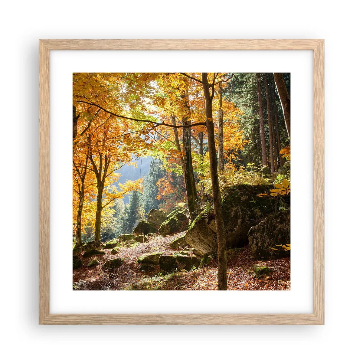 Een poster in een licht eiken lijst - Tijd om te ontspannen - 40x40 cm