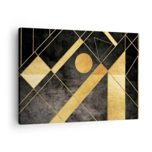 Schilderen op canvas - Geometrische vormen in goud- en zwarttinten - 70x50cm - De zon van de woestijn - Moderne wanddecoratie voor woonkamer en slaapkamer ARTTOR