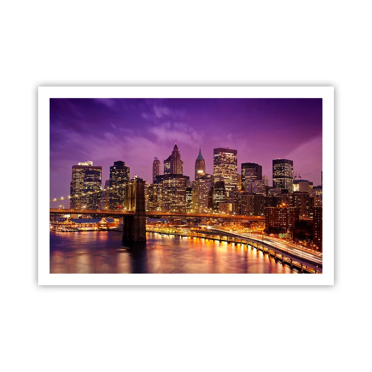 Poster - Violet-goud Manhattan - 91x61 cm