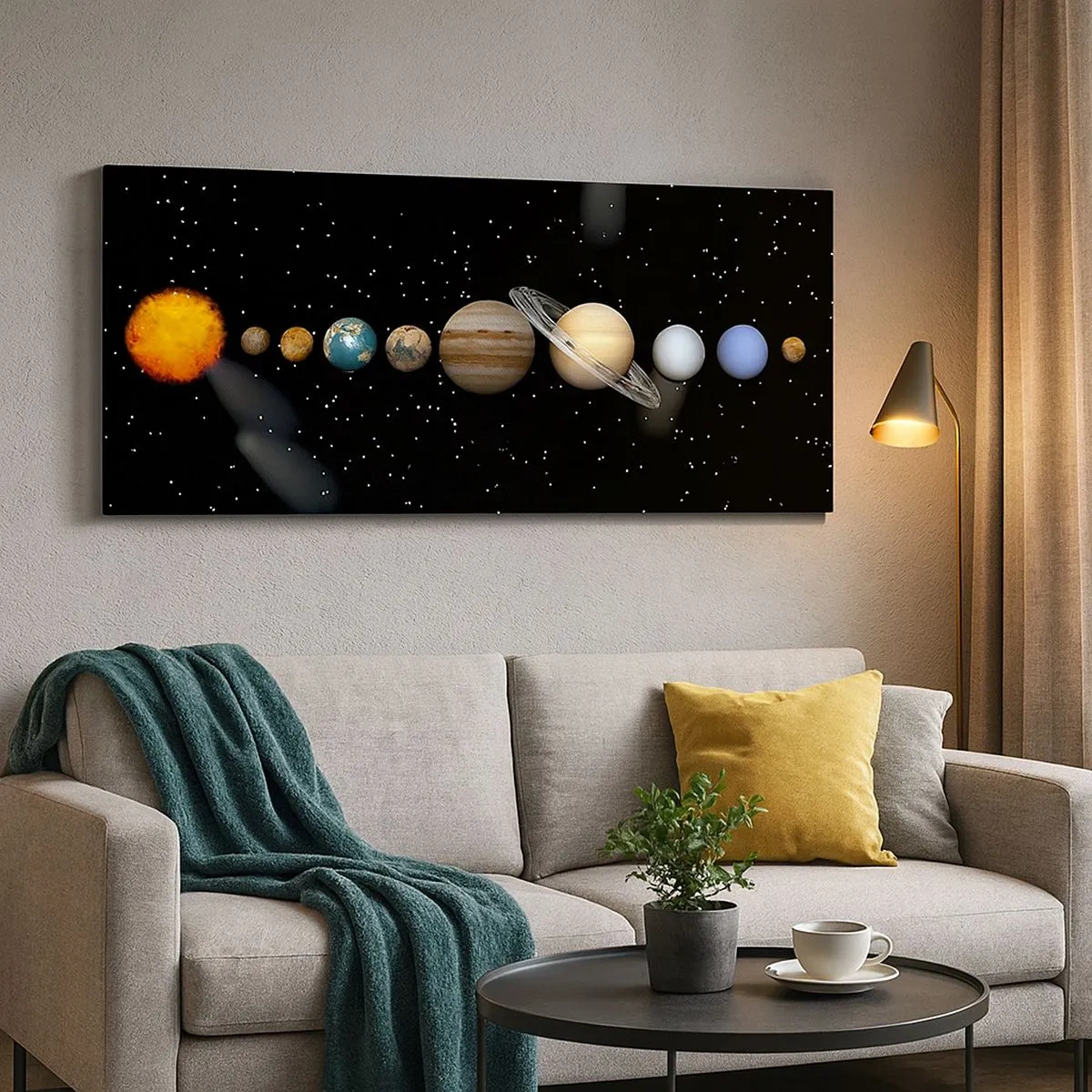 Schilderen op canvas - En de planeten razen, razen...  - 100x40 cm