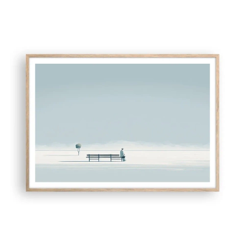 Een poster in een licht eiken lijst - Ja, ik wacht. - 100x70 cm