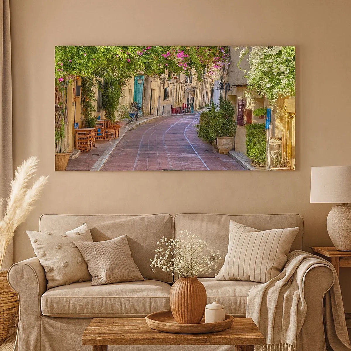 Schilderen op canvas - Bloeiende steeg - 100x40 cm