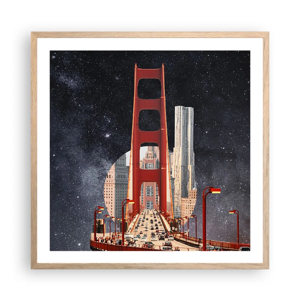 Een poster in een licht eiken lijst - Altijd in het centrum - 60x60 cm