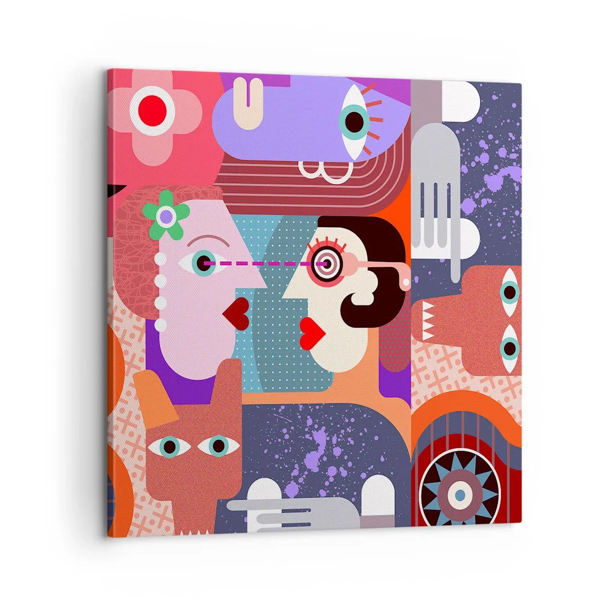 Schilderen op canvas - Oog in oog - 60x60 cm