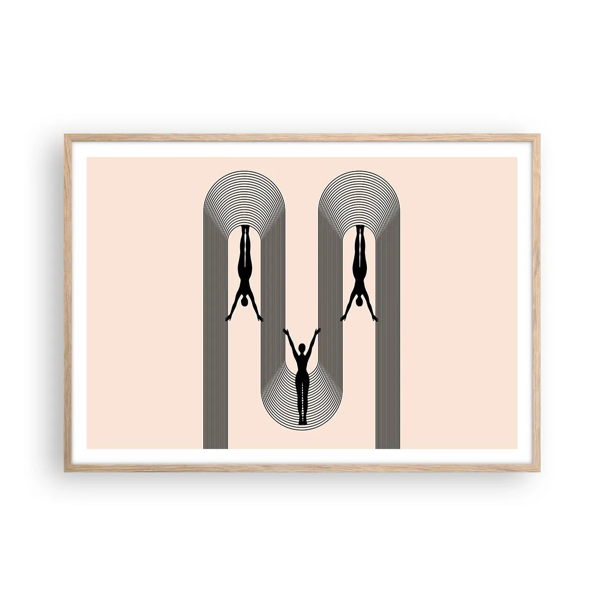 Een poster in een licht eiken lijst - Op zijn kop - 100x70 cm
