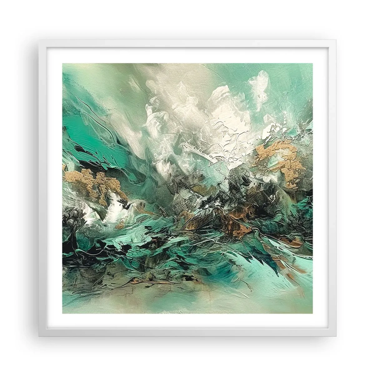 Poster in een witte lijst - Emerald en zwarte branding - 60x60 cm