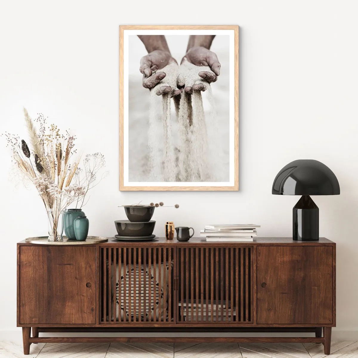 Een poster in een licht eiken lijst - Met deze handen… - 50x70 cm