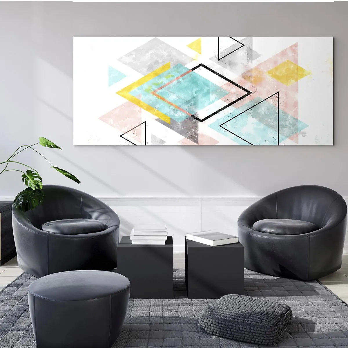 Schilderen op glas - Geometrisch spel - 90x30 cm