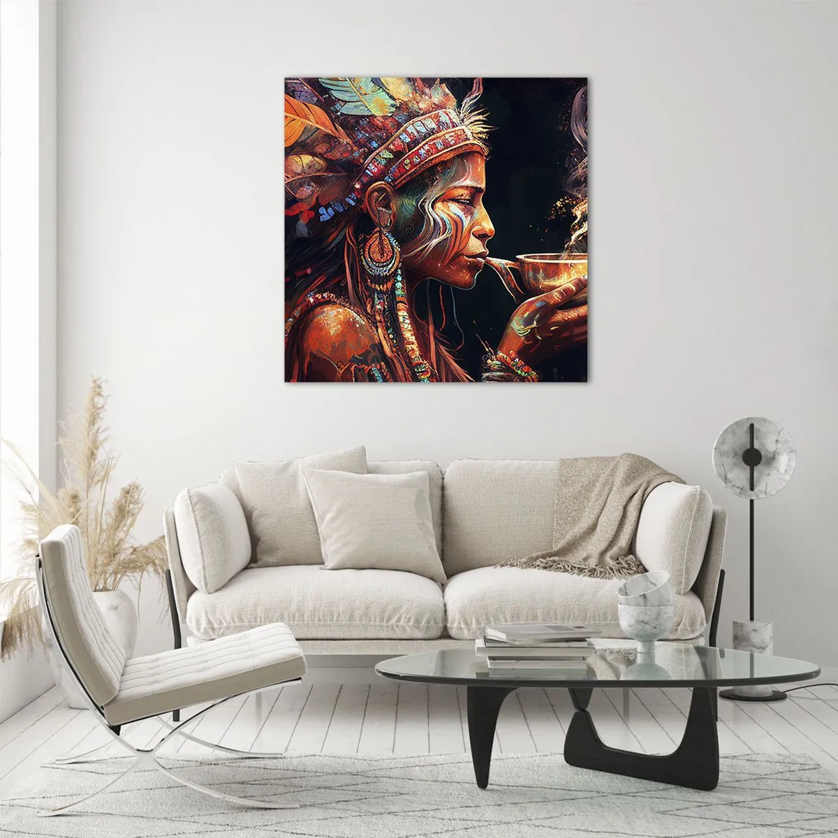 Schilderen op glas - Magisch ritueel - 30x30 cm