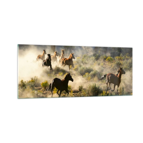 Schilderen op glas - Rivaliteit - vrijheid of mannelijke kracht? - 100x40 cm